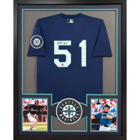 Ichiro Suzuki Autographed Signed Framed Blue Mariners Jersey