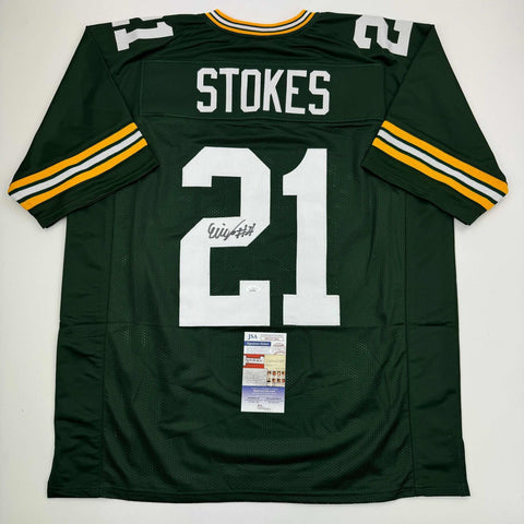 Autographed/Signed Eric Stokes Green Bay Green Football Jersey JSA COA