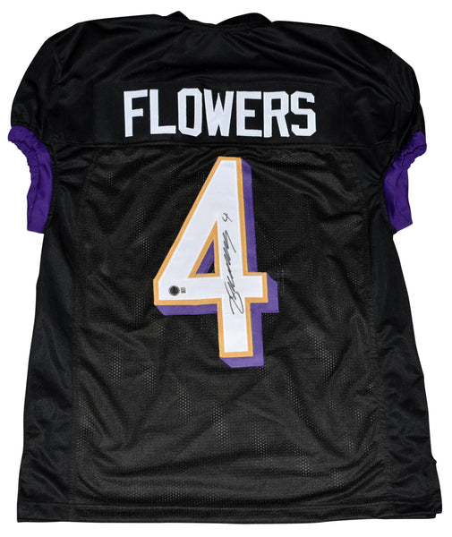 ZAY FLOWERS AUTOGRAPHED BALTIMORE RAVENS #4 BLACK GAME CUT JERSEY BECKETT