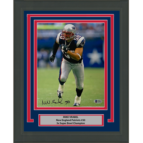 Framed Autographed/Signed Mike Vrabel New England Patriots 8x10 Photo BAS COA #2