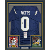 Framed Autographed/Signed Xavier Watts 35x39 Notre Dame Blue Jersey JSA COA