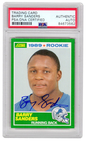 Barry Sanders autographed Lions 1989 Score Rookie Card #257 (PSA Encapsulated