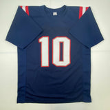 Autographed/Signed MAC JONES New England Blue Football Jersey Beckett BAS COA