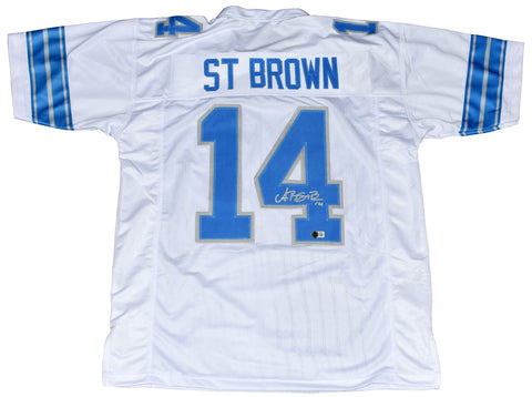 AMON-RA ST BROWN AUTOGRAPHED DETROIT LIONS #14 2024 WHITE JERSEY BECKETT