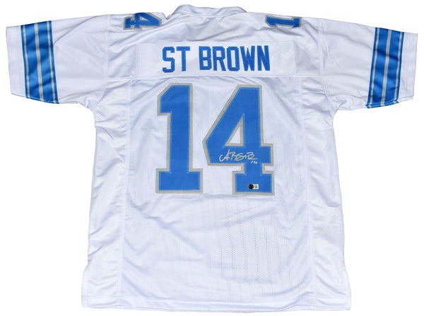 AMON-RA ST BROWN AUTOGRAPHED DETROIT LIONS #14 2024 WHITE JERSEY BECKETT