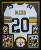 FRAMED PITTSBURGH STEELERS ROCKY BLEIER AUTOGRAPHED INSCRIBED JERSEY JSA COA