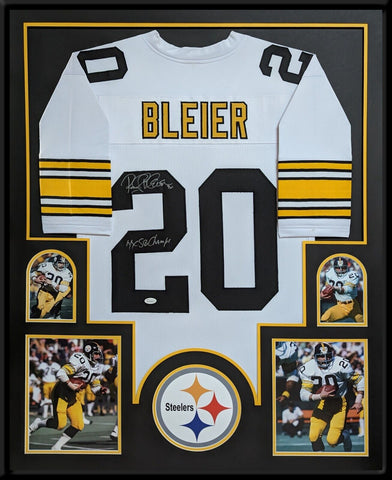 FRAMED PITTSBURGH STEELERS ROCKY BLEIER AUTOGRAPHED INSCRIBED JERSEY JSA COA