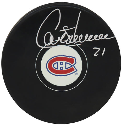 Guy Carbonneau Signed Montreal Canadiens Logo Hockey Puck - (SCHWARTZ COA)