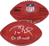 TOM BRADY AUTOGRAPHED NFL LEATHER FOOTBALL BUCCANEERS 5X SB MVP FANATICS 202366