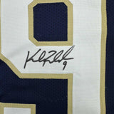 Framed Autographed/Signed Kyle Rudolph 35x39 Notre Dame Blue Jersey Beckett COA