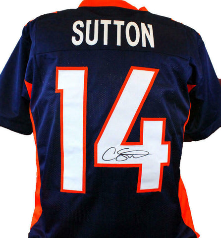 Courtland Sutton Autographed Blue Pro Style Jersey- Beckett W Hologram *4