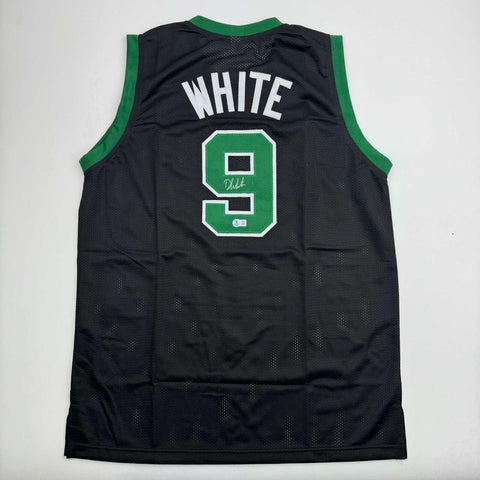 Autographed/Signed Derrick White Boston Black Basketball Jersey Beckett BAS COA