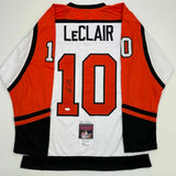 Autographed/Signed John LeClair Philadelphia White Hockey Jersey JSA COA