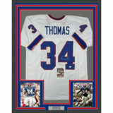 FRAMED Autographed/Signed THURMAN THOMAS 33x42 Buffalo White Jersey JSA COA