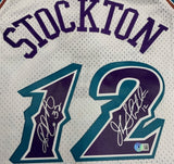 John Stockton Karl Malone Autographed Utah Jazz Mitchell Ness Jersey Beckett C