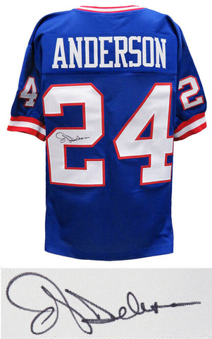 Ottis (OJ) Anderson NY Giants Signed Blue Throwback Football Jersey - SCHWARTZ