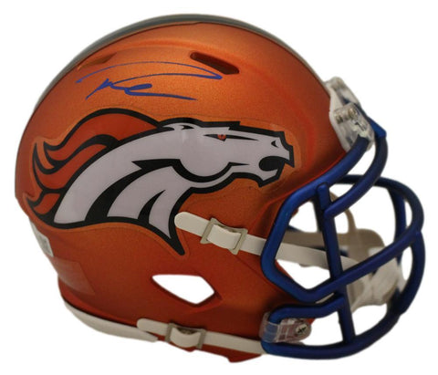 Russell Wilson Autographed Denver Broncos Blaze Mini Helmet FAN 36563