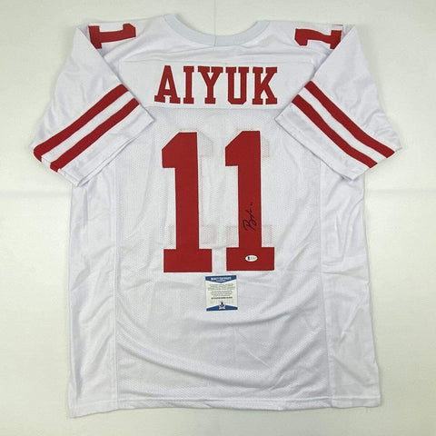 Autographed/Signed Brandon Aiyuk San Francisco White Jersey Beckett BAS COA