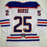 Autographed/Signed Darnell Nurse Edmonton White Hockey Jersey JSA COA