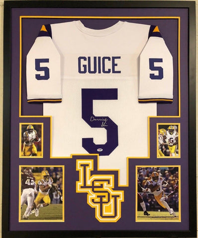 FRAMED LSU TIGERS DERRIUS GUICE AUTOGRAPHED SIGNED JERSEY PSA COA