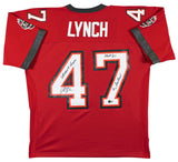 Buccaneers John Lynch "3x Insc" Signed Red M&N TB Jersey BAS Witnessed