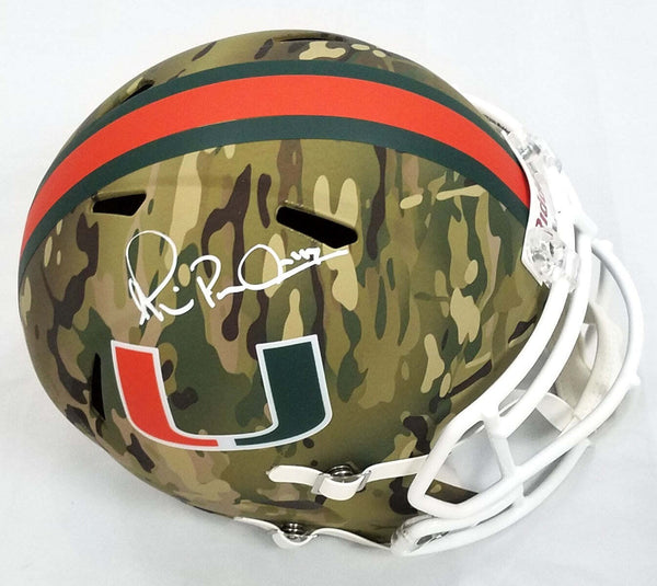 Michael Irvin Autographed Miami Hurricanes Riddell Replica Camo Helmet Beckett