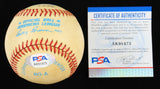 Bob Feller Signed OAL Baseball (PSA COA) Cleveland Indians 266 Wins / 2581 K's