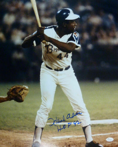 Hank Aaron Autographed/Signed Atlanta Braves 16x20 Photo HOF JSA 10303