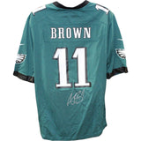 AJ Brown Autographed Philadelphia Eagles Nike Green XL Jersey Beckett 48823