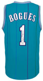 Muggsy Bogues (HORNETS) Signed Teal Custom Basketball Jersey - (SCHWARTZ COA)