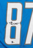 Sam LaPorta Detroit Lions Signed Blue Nike Game Jersey BAS Beckett