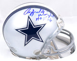 Rayfield Wright Signed Dallas Cowboys Mini Helmet w/ HOF- Beckett W *Blue