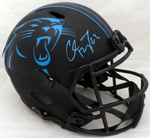 CHRISTIAN MCCAFFREY AUTOGRAPHED PANTHERS BLACK ECLIPSE FULL SIZE HELMET 185909