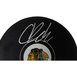 Colton Dach Autographed/Signed Chicago Blackhawks Hockey Puck FAN 46722