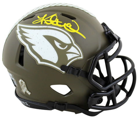 Cardinals Kurt Warner Signed Salute To Service Speed Mini Helmet BAS Witnessed