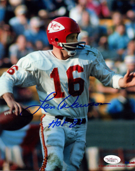 Len Dawson Autographed Kansas City Chiefs 8x10 Photo HOF JSA 48522