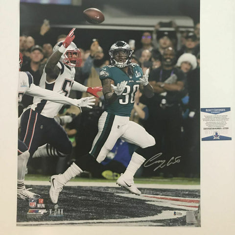 Autographed/Signed COREY CLEMENT Eagles Super Bowl TD 16x20 Photo Beckett COA