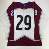 Autographed/Signed Nathan MacKinnon Colorado White Hockey Jersey JSA COA #2