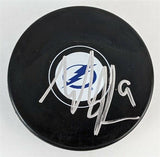 Tyler Johnson Signed Tampa Bay Lightning Hockey Puck JSA COA 2xStanley Cup Champ