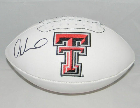 DEANDRE WASHINGTON AUTOGRAPHED SIGNED TEXAS TECH RED RAIDERS LOGO FOOTBALL JSA