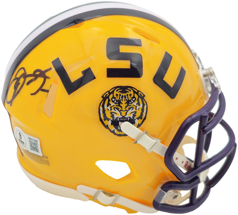 ODELL BECKHAM JR. AUTOGRAPHED LSU YELLOW MINI HELMET BECKETT WITNESS 235088