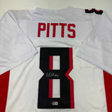 Autographed/Signed Kyle Pitts Atlanta White Football Jersey Beckett BAS COA