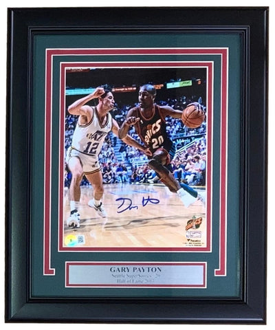 Gary Payton Signed Framed 8x10 Seattle Supersonics Photo BAS