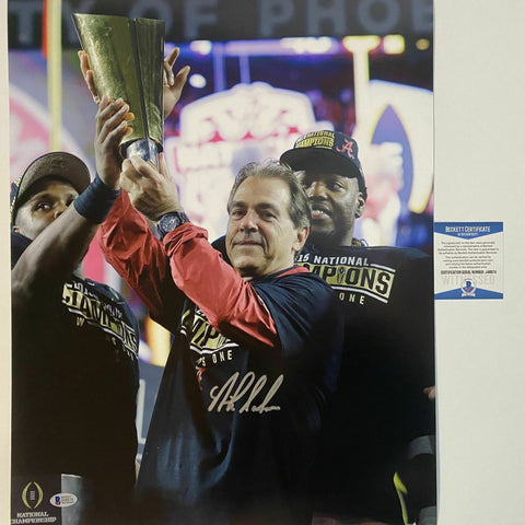 Autographed/Signed NICK SABAN Alabama Crimson Tide 16x20 College Photo BAS COA 3