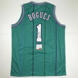 Autographed/Signed MUGGSY BOGUES Charlotte Teal Basketball Jersey PSA/DNA COA