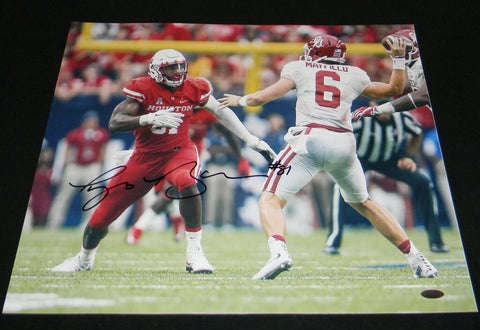 TYUS BOWSER AUTOGRAPHED SIGNED HOUSTON COUGARS VS OU 16x20 PHOTO TRISTAR