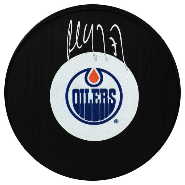 Paul Coffey Signed Edmonton Oilers Medium Logo Hockey Puck (SCHWARTZ SPORTS COA)