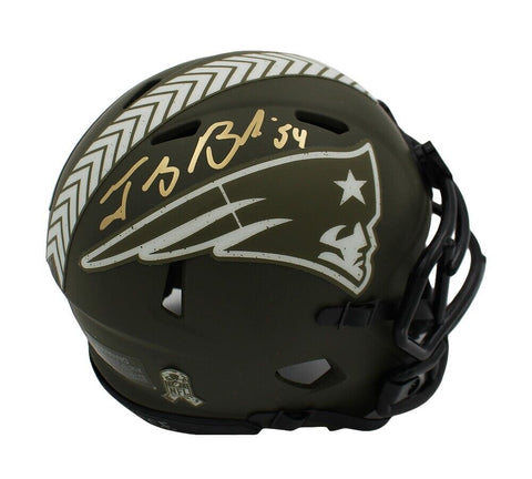 Tedy Bruschi Signed New England Patriots Speed Salute to Service NFL Mini Helmet