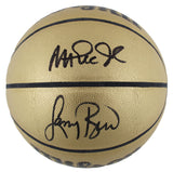 Magic Johnson & Larry Bird Signed Gold Wilson Basketball w/ Case BAS Witnessed