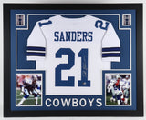 Deion Sanders Signed Dallas Cowboys 35x43 Framed Jersey (Beckett) HOF Def. Back